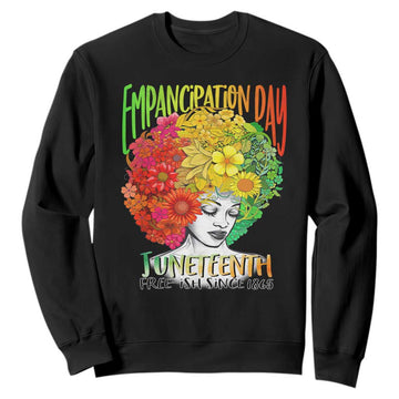 Freeish Since 1865 Juneteenth Sweatshirt Freedom Day African American June 19th Black Women Floral Hair TS01