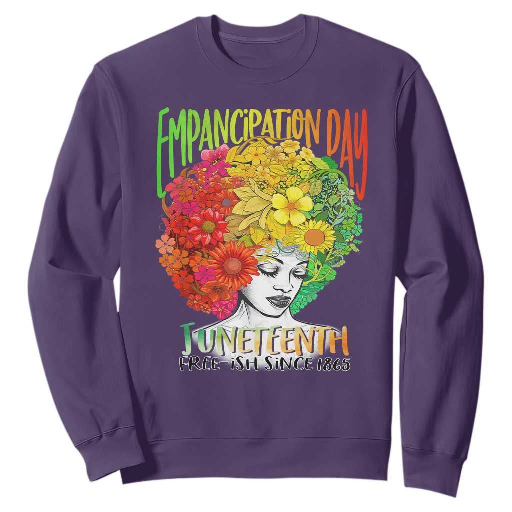 Freeish Since 1865 Juneteenth Sweatshirt Freedom Day African American June 19th Black Women Floral Hair TS01