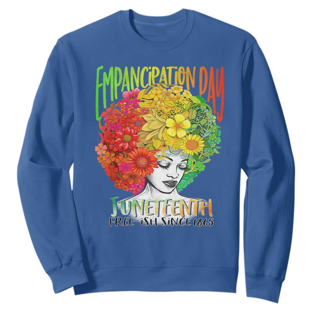 Freeish Since 1865 Juneteenth Sweatshirt Freedom Day African American June 19th Black Women Floral Hair TS01