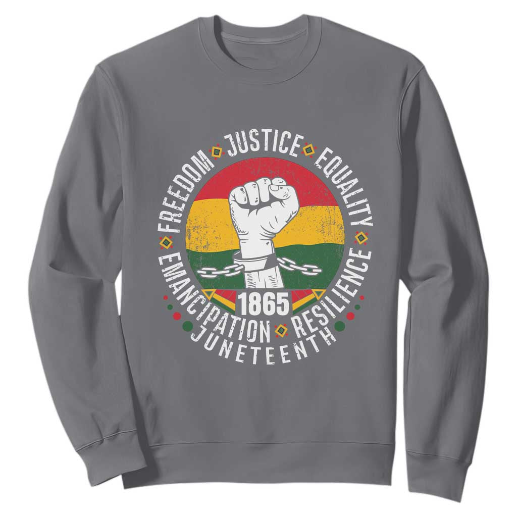 Juneteenth Raised Fist Sweatshirt Freedom Justice Equality Emancipation Resilience TS01