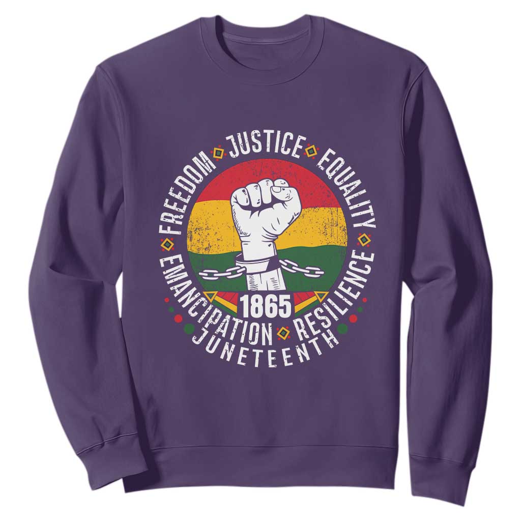 Juneteenth Raised Fist Sweatshirt Freedom Justice Equality Emancipation Resilience TS01