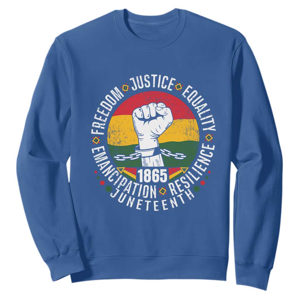 Juneteenth Raised Fist Sweatshirt Freedom Justice Equality Emancipation Resilience TS01