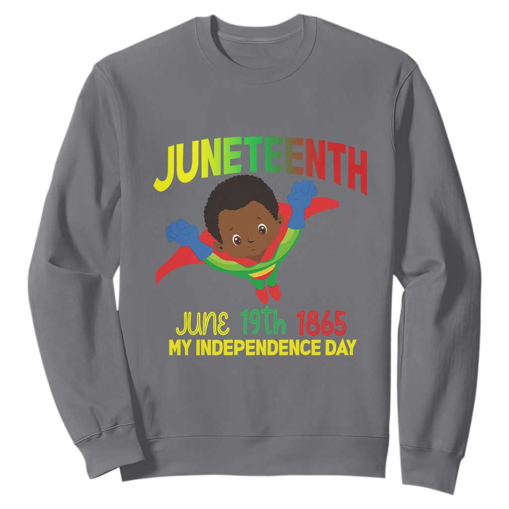 Juneteenth Is My Independence Day Sweatshirt Super Hero Black Boy TS01