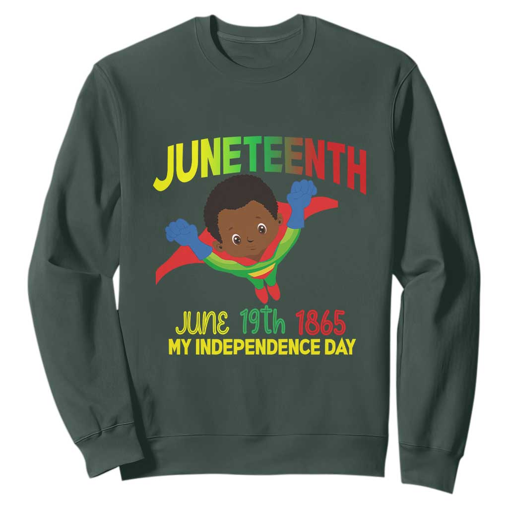 Juneteenth Is My Independence Day Sweatshirt Super Hero Black Boy TS01