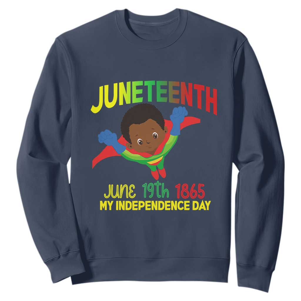 Juneteenth Is My Independence Day Sweatshirt Super Hero Black Boy TS01