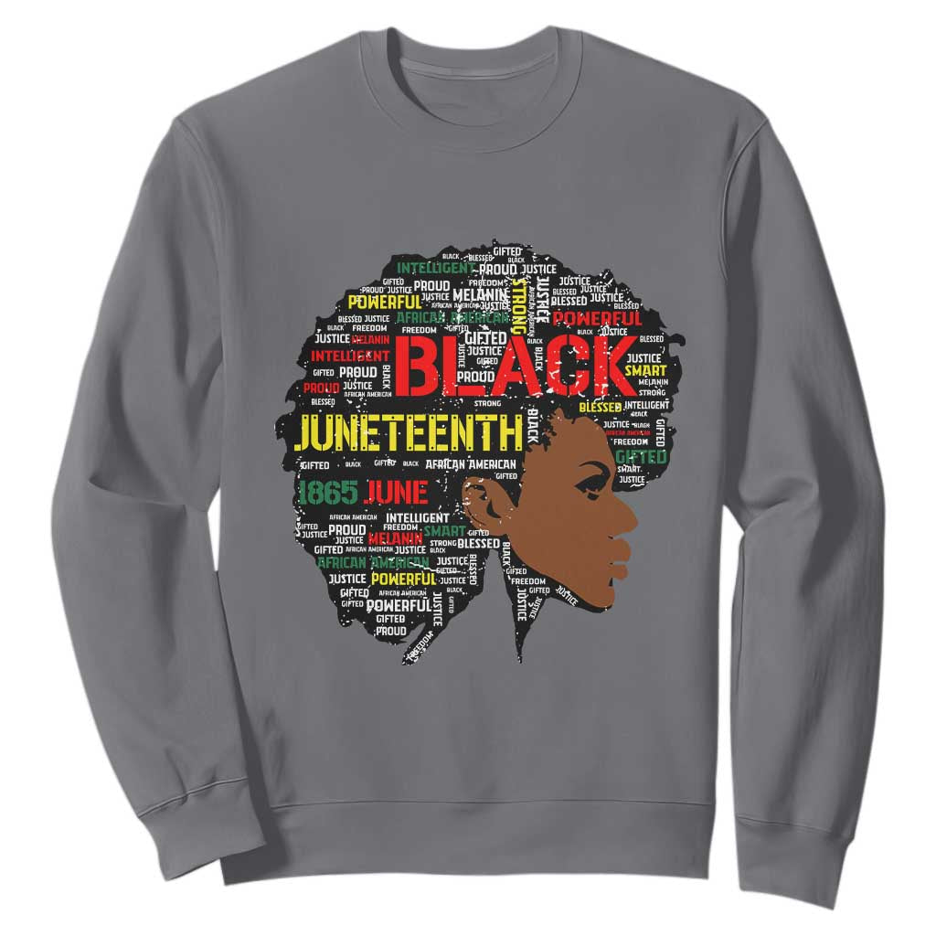 Black Heritage Pride Sweatshirt For Melanin Black Women Natural Hair Afro Word Art TS01