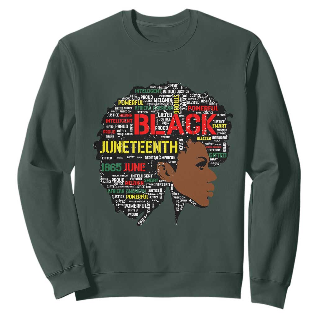 Black Heritage Pride Sweatshirt For Melanin Black Women Natural Hair Afro Word Art TS01