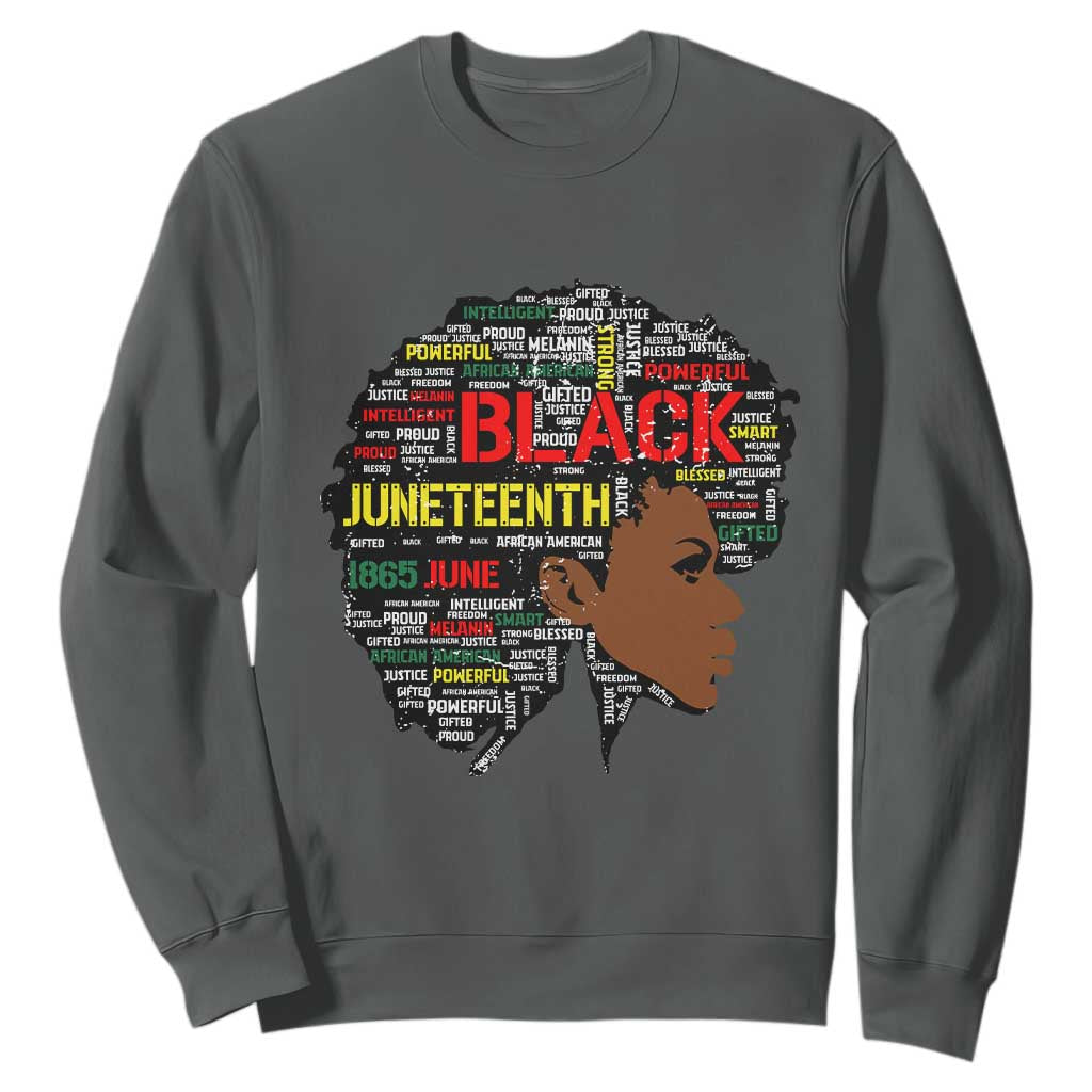 Black Heritage Pride Sweatshirt For Melanin Black Women Natural Hair Afro Word Art TS01