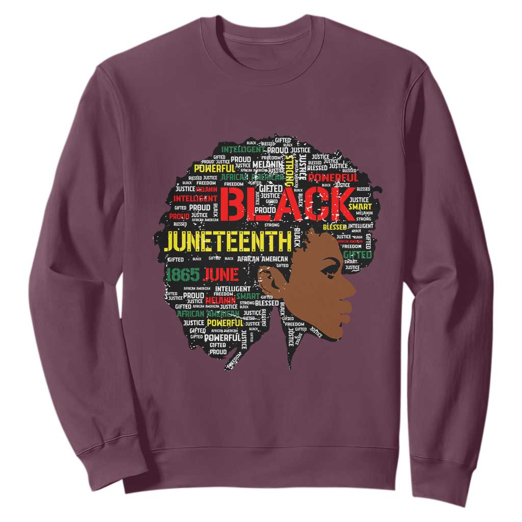 Black Heritage Pride Sweatshirt For Melanin Black Women Natural Hair Afro Word Art TS01