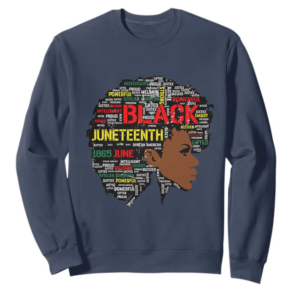 Black Heritage Pride Sweatshirt For Melanin Black Women Natural Hair Afro Word Art TS01