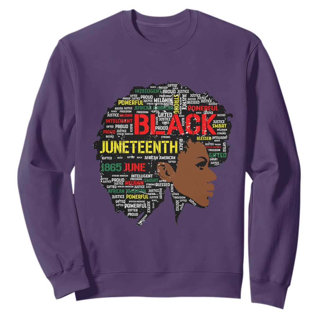 Black Heritage Pride Sweatshirt For Melanin Black Women Natural Hair Afro Word Art TS01