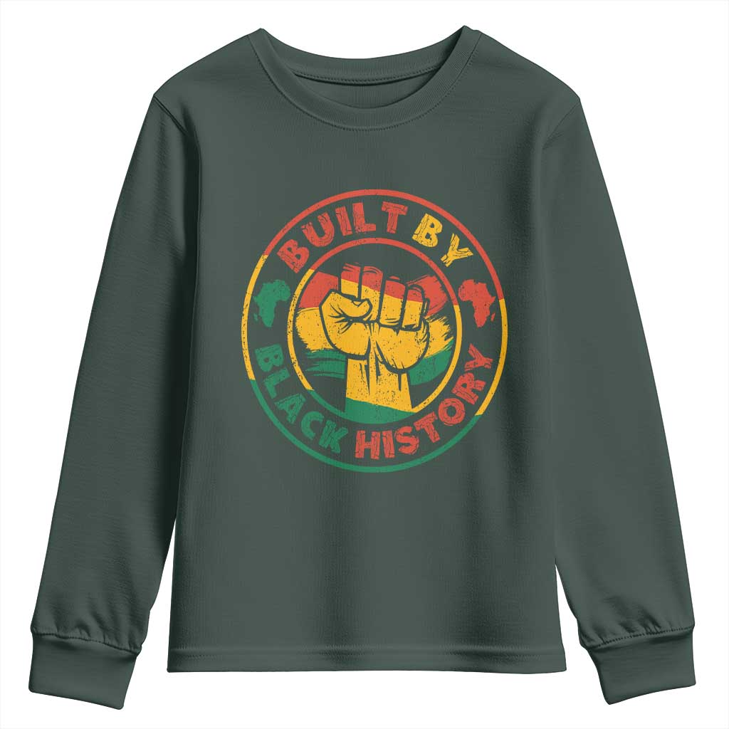 Built By Black History Youth Sweatshirt African American Pride Raised Fist TS02