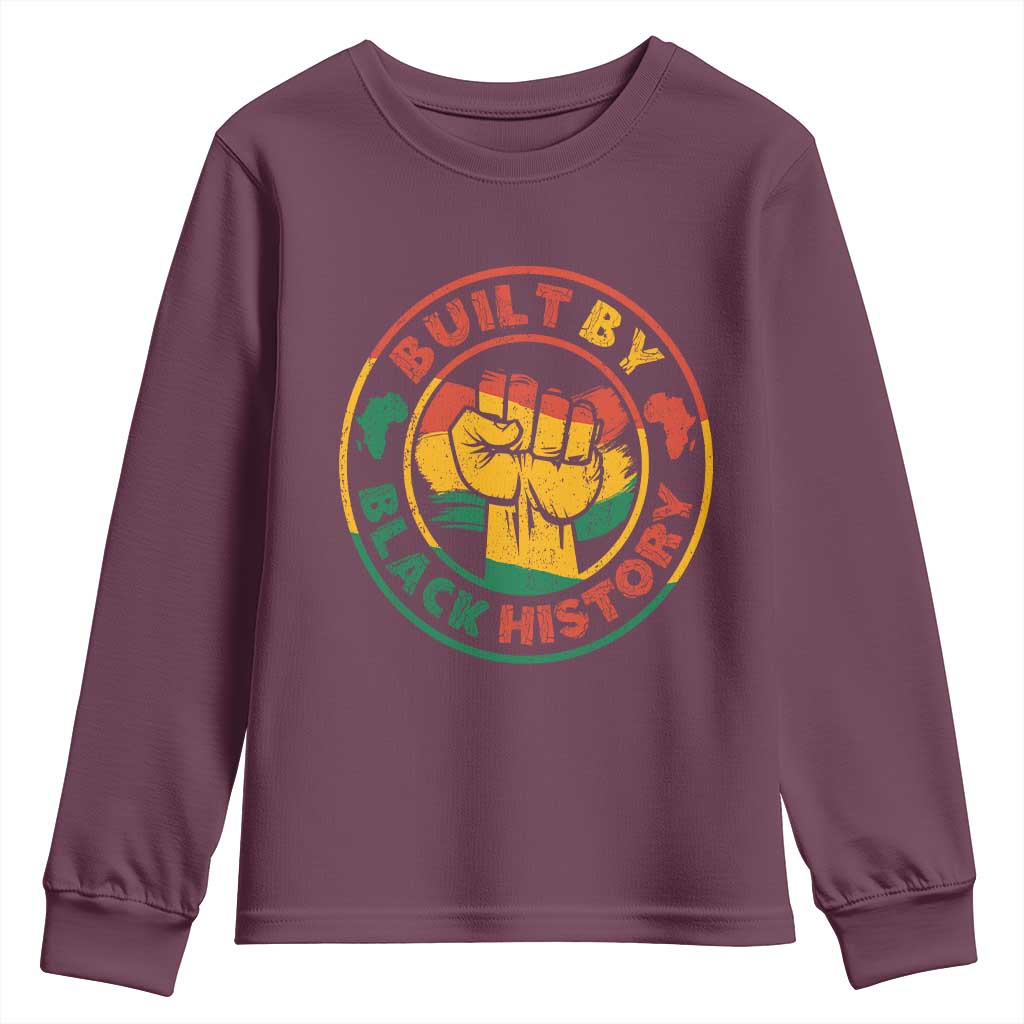 Built By Black History Youth Sweatshirt African American Pride Raised Fist TS02