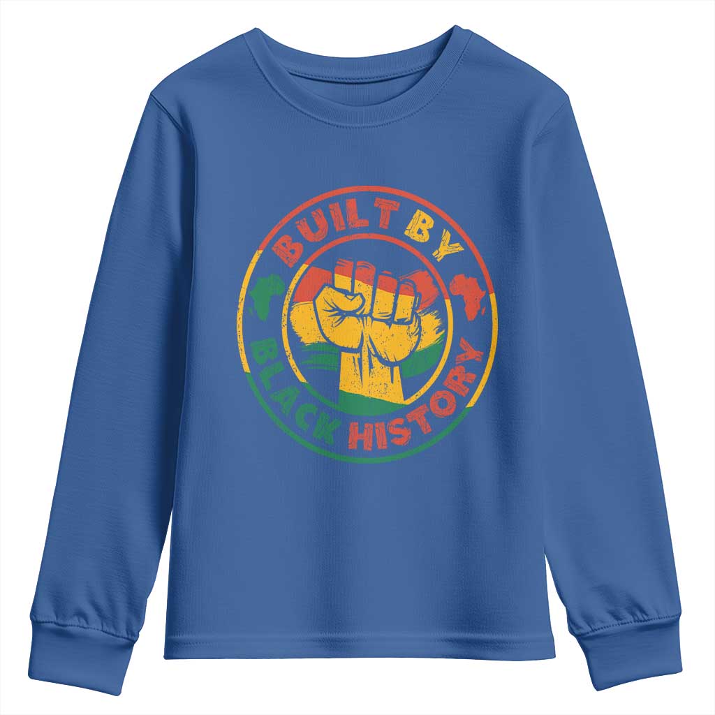 Built By Black History Youth Sweatshirt African American Pride Raised Fist TS02