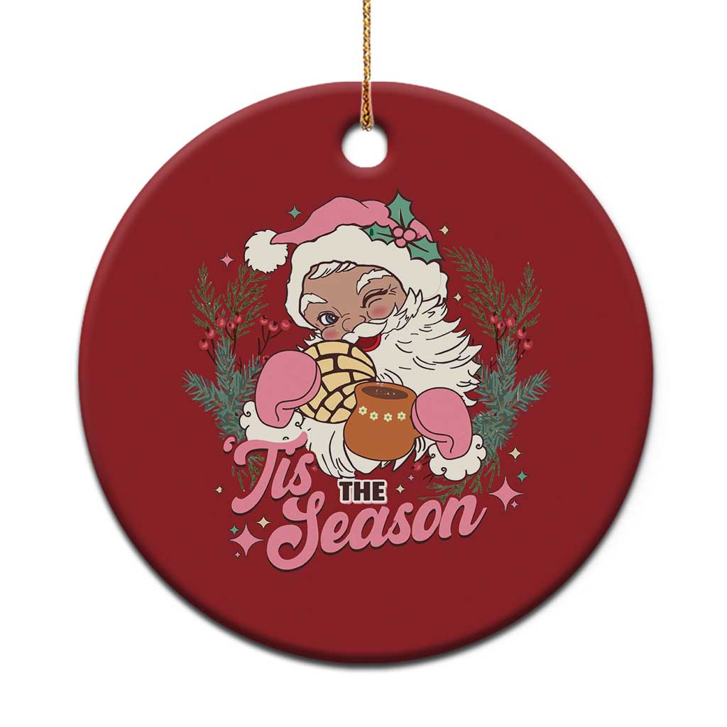 Retro Pink Santa Christmas Ornament Tis The Season Feliz Navidad Latin America Mexican Christmas TS02