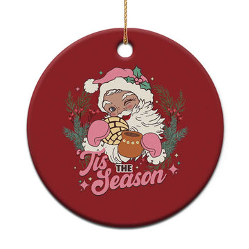 Retro Pink Santa Christmas Ornament Tis The Season Feliz Navidad Latin America Mexican Christmas TS02