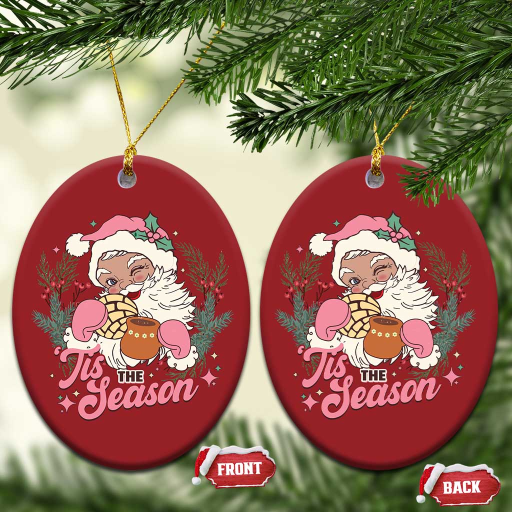 Retro Pink Santa Christmas Ornament Tis The Season Feliz Navidad Latin America Mexican Christmas TS02
