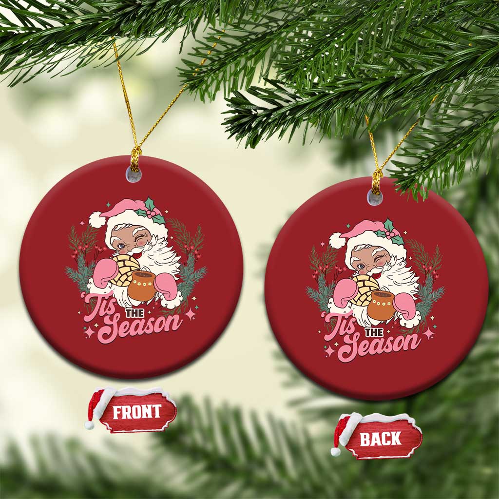 Retro Pink Santa Christmas Ornament Tis The Season Feliz Navidad Latin America Mexican Christmas TS02