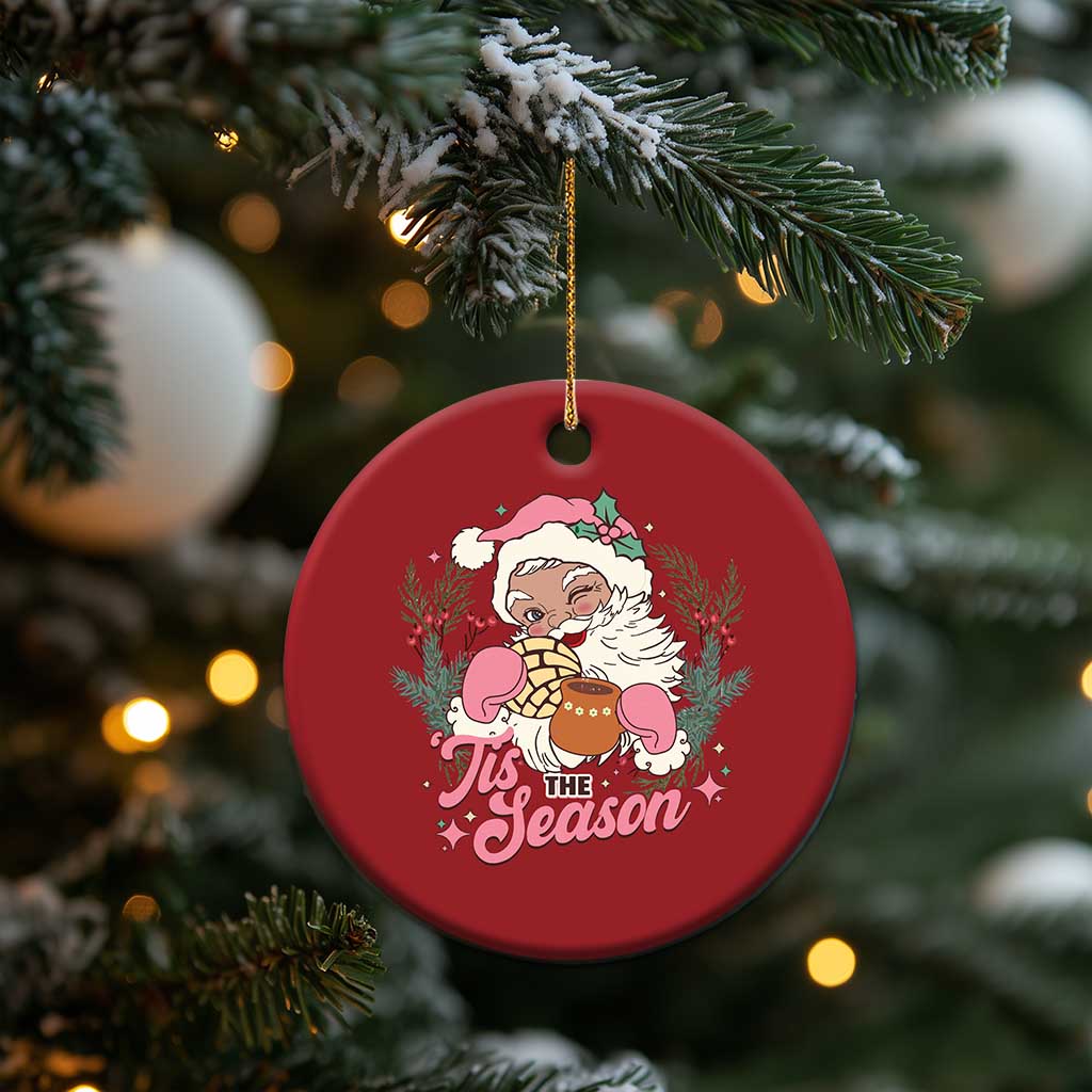 Retro Pink Santa Christmas Ornament Tis The Season Feliz Navidad Latin America Mexican Christmas TS02