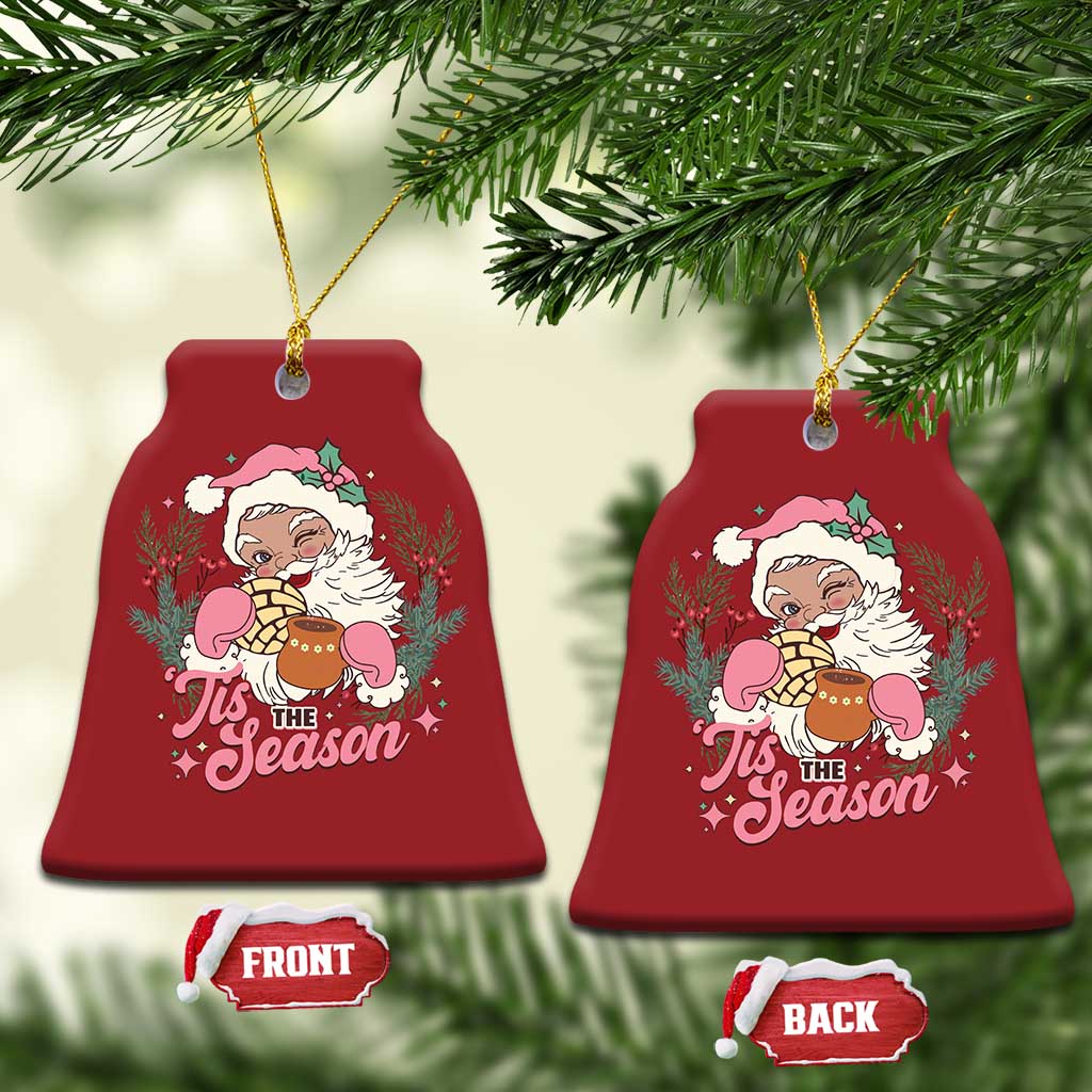 Retro Pink Santa Christmas Ornament Tis The Season Feliz Navidad Latin America Mexican Christmas TS02