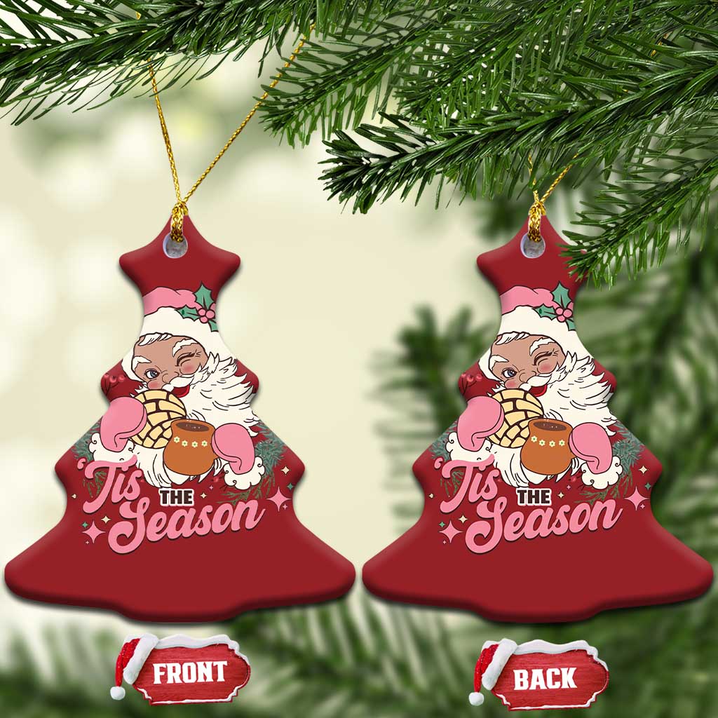 Retro Pink Santa Christmas Ornament Tis The Season Feliz Navidad Latin America Mexican Christmas TS02