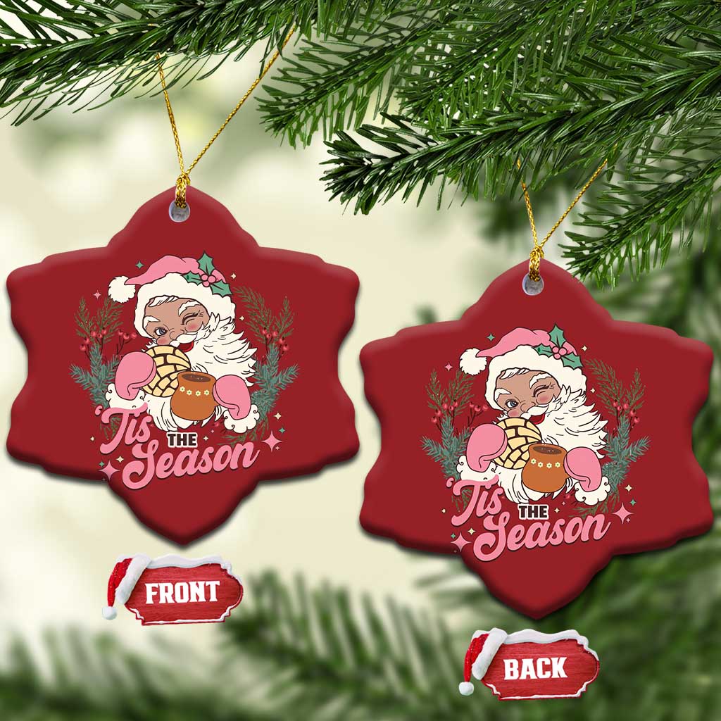 Retro Pink Santa Christmas Ornament Tis The Season Feliz Navidad Latin America Mexican Christmas TS02