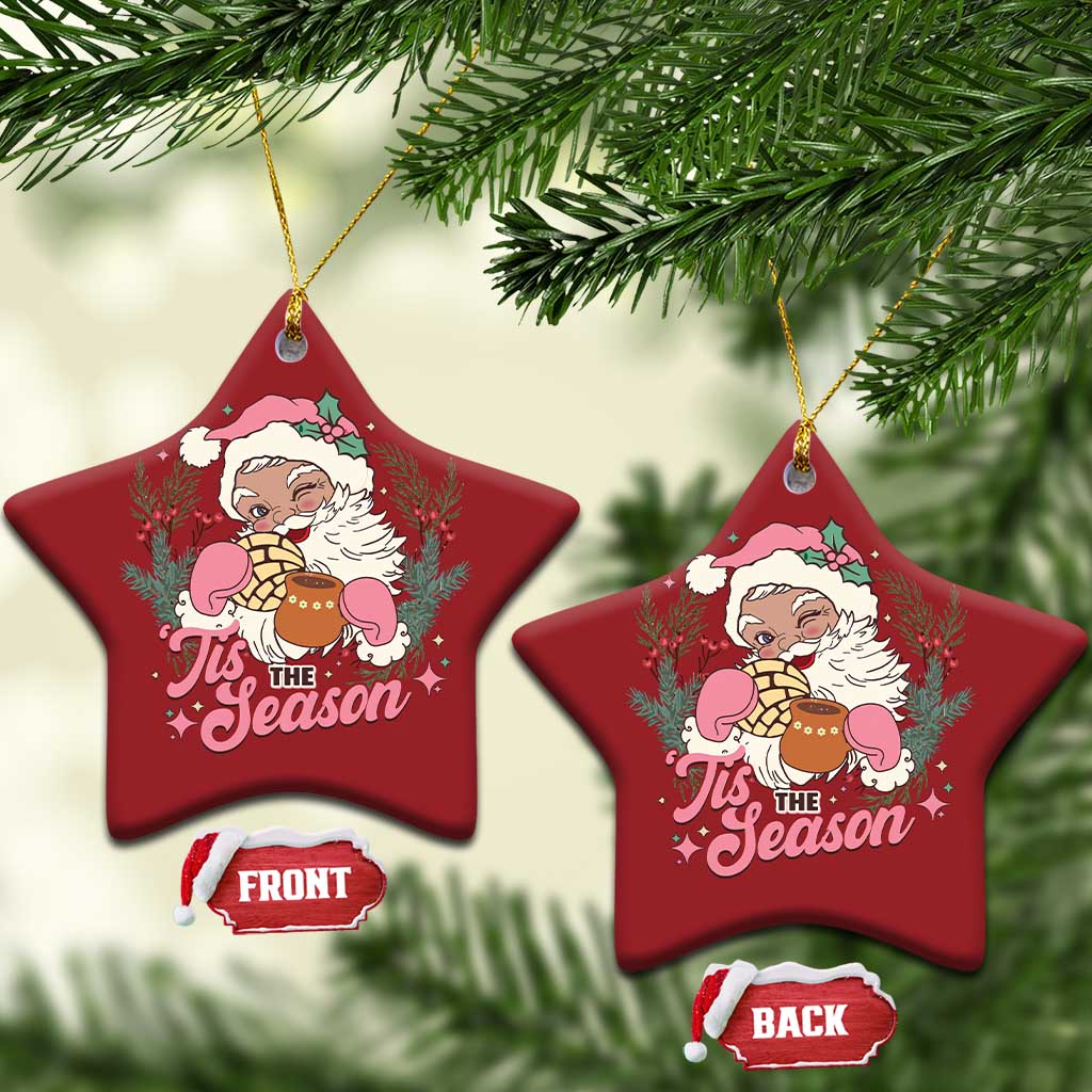 Retro Pink Santa Christmas Ornament Tis The Season Feliz Navidad Latin America Mexican Christmas TS02