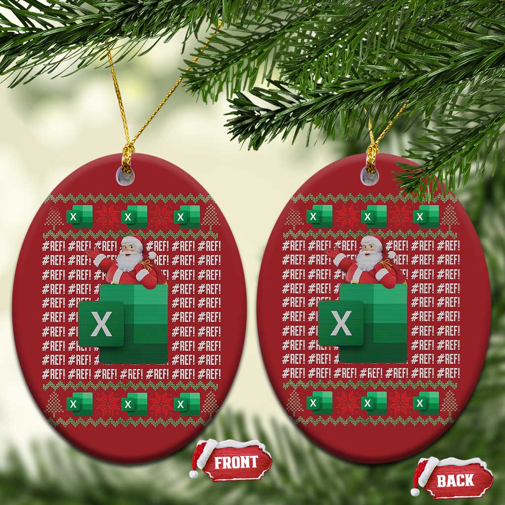 Funny Xmas Accountant Christmas Ornament Excel REF Error Spreadsheet Santa Gift TS02