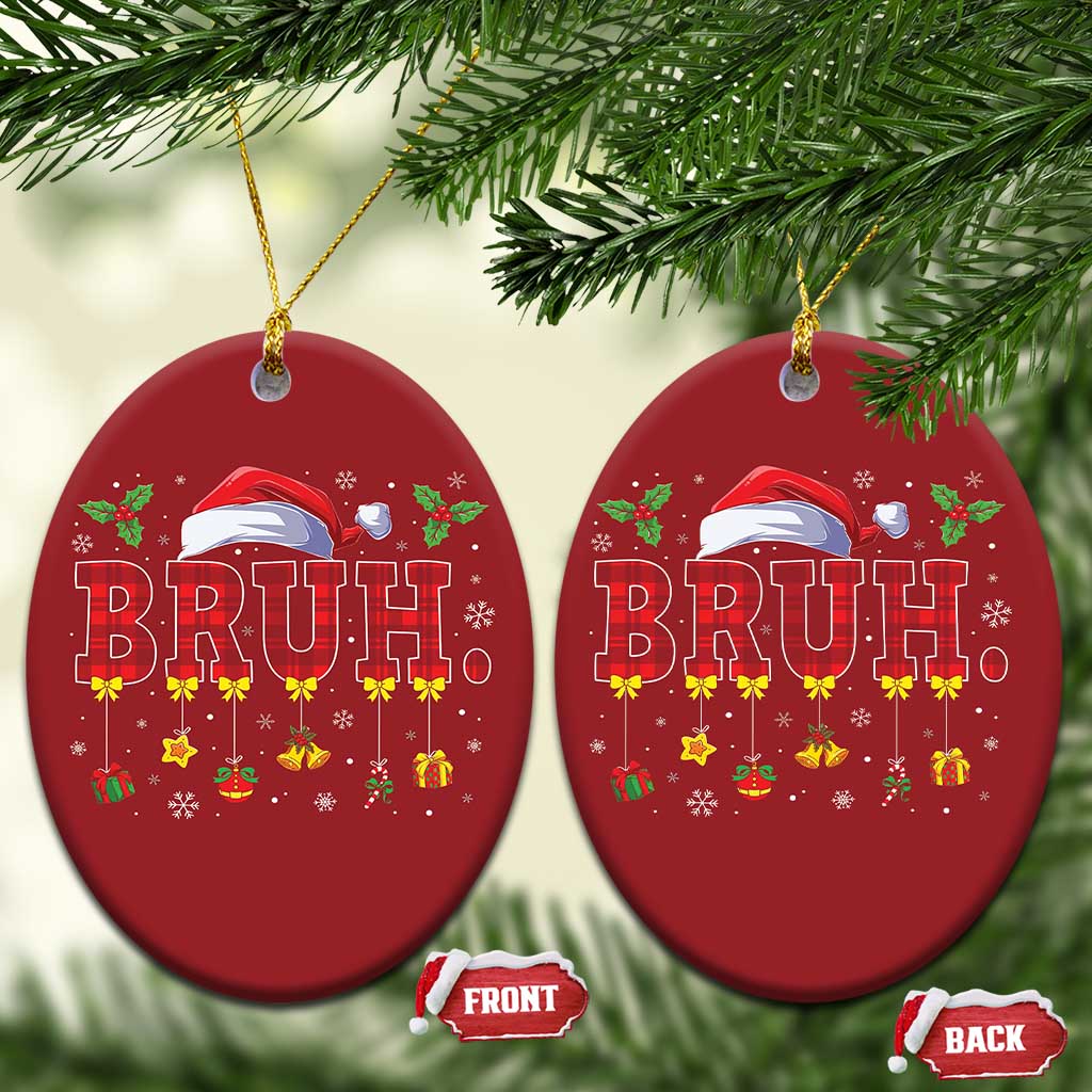 Xmas Bruh Christmas Ornament Red Plaid Retro Xmas Pajamas Matching TS02