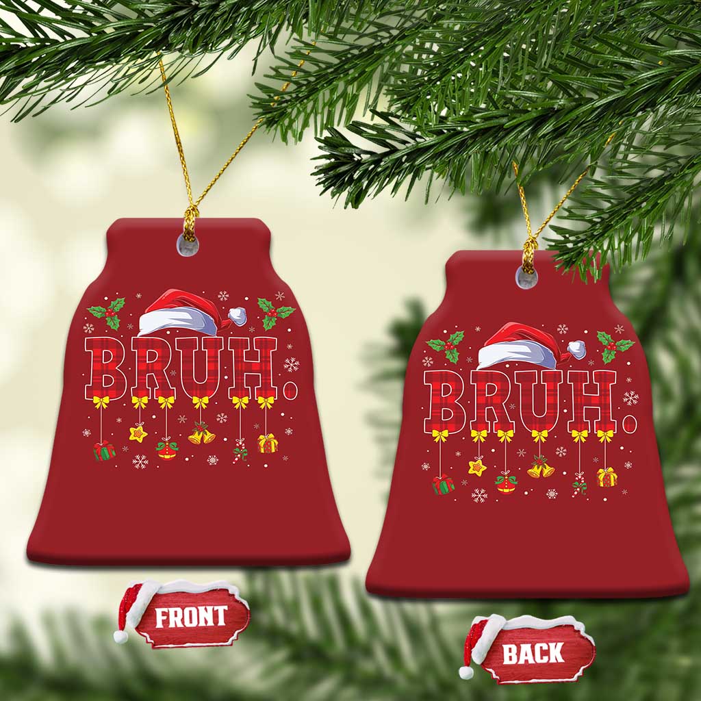 Xmas Bruh Christmas Ornament Red Plaid Retro Xmas Pajamas Matching TS02