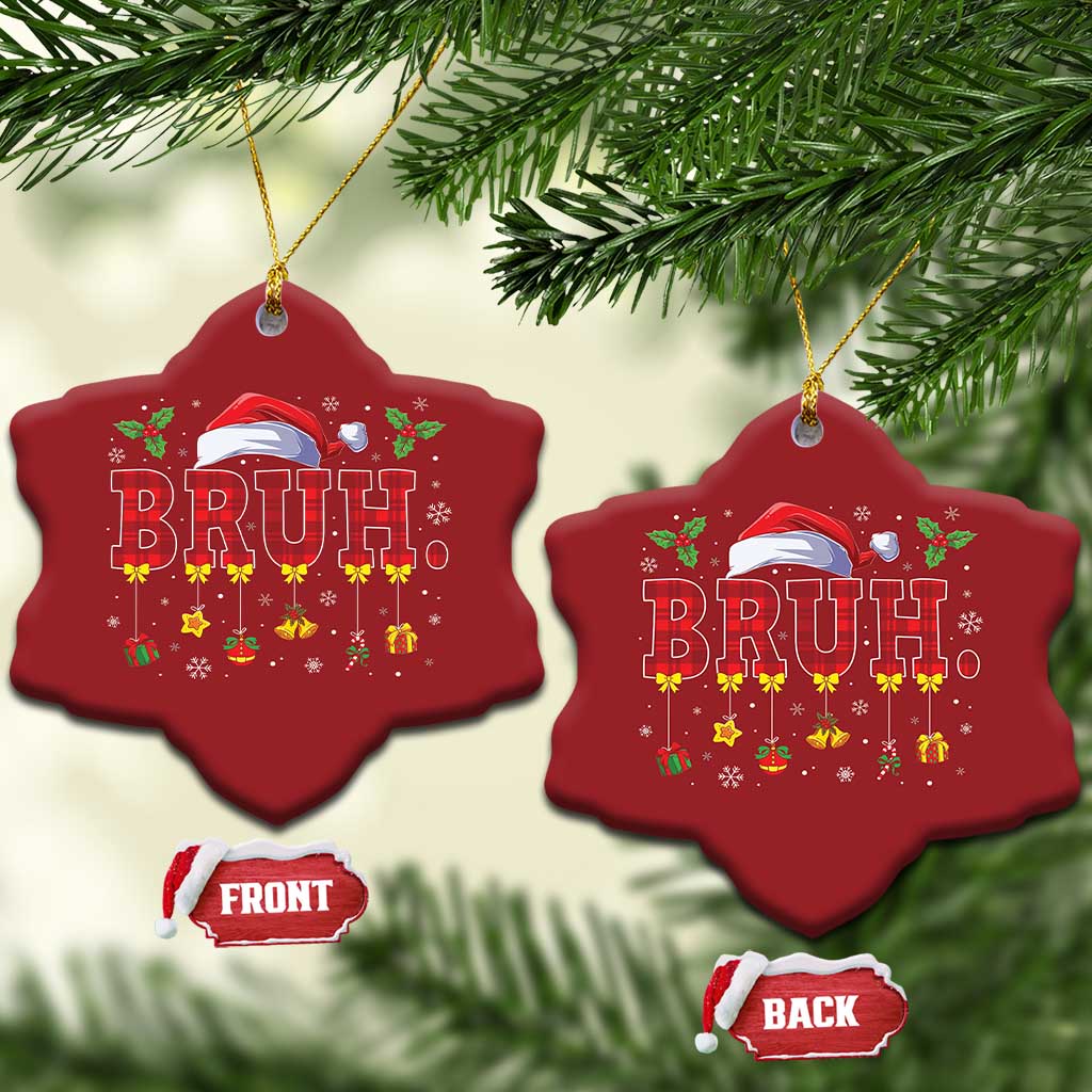 Xmas Bruh Christmas Ornament Red Plaid Retro Xmas Pajamas Matching TS02