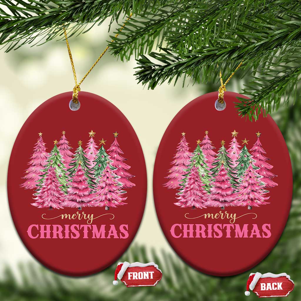 Pink Xmas Tree Farm Christmas Ornament Merry Xmas Ornaments Family Holiday Pajamas TS02