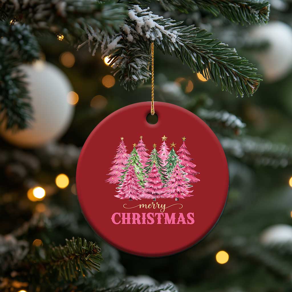 Pink Xmas Tree Farm Christmas Ornament Merry Xmas Ornaments Family Holiday Pajamas TS02
