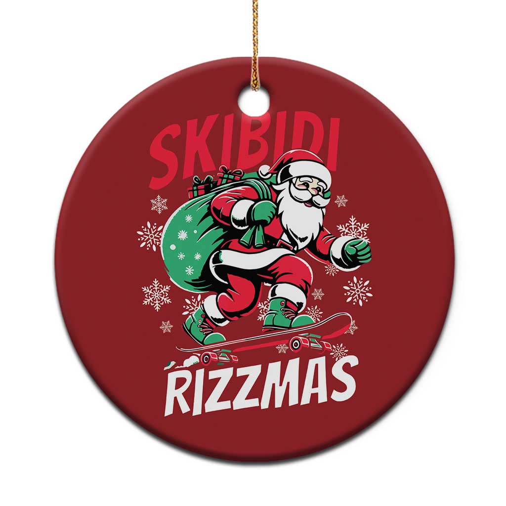 Funny Santa Rizz Xmas Christmas Ornament Retro Skibidi Rizzmas Claus Skating Board Xmas TS02