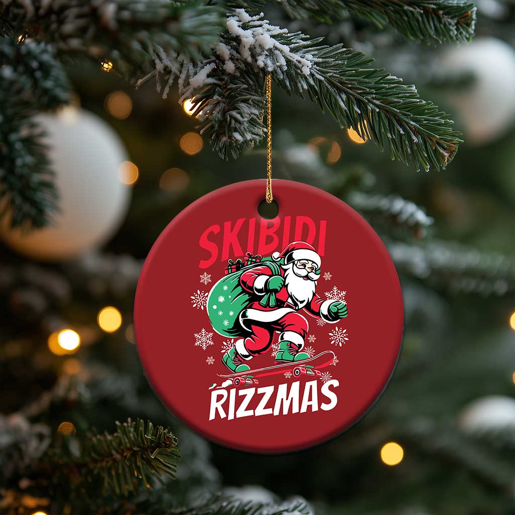 Funny Santa Rizz Xmas Christmas Ornament Retro Skibidi Rizzmas Claus Skating Board Xmas TS02