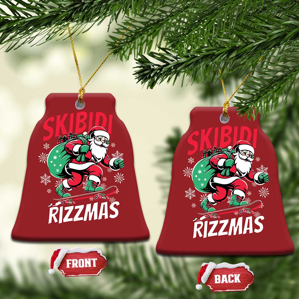 Funny Santa Rizz Xmas Christmas Ornament Retro Skibidi Rizzmas Claus Skating Board Xmas TS02