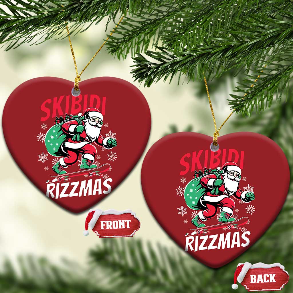 Funny Santa Rizz Xmas Christmas Ornament Retro Skibidi Rizzmas Claus Skating Board Xmas TS02