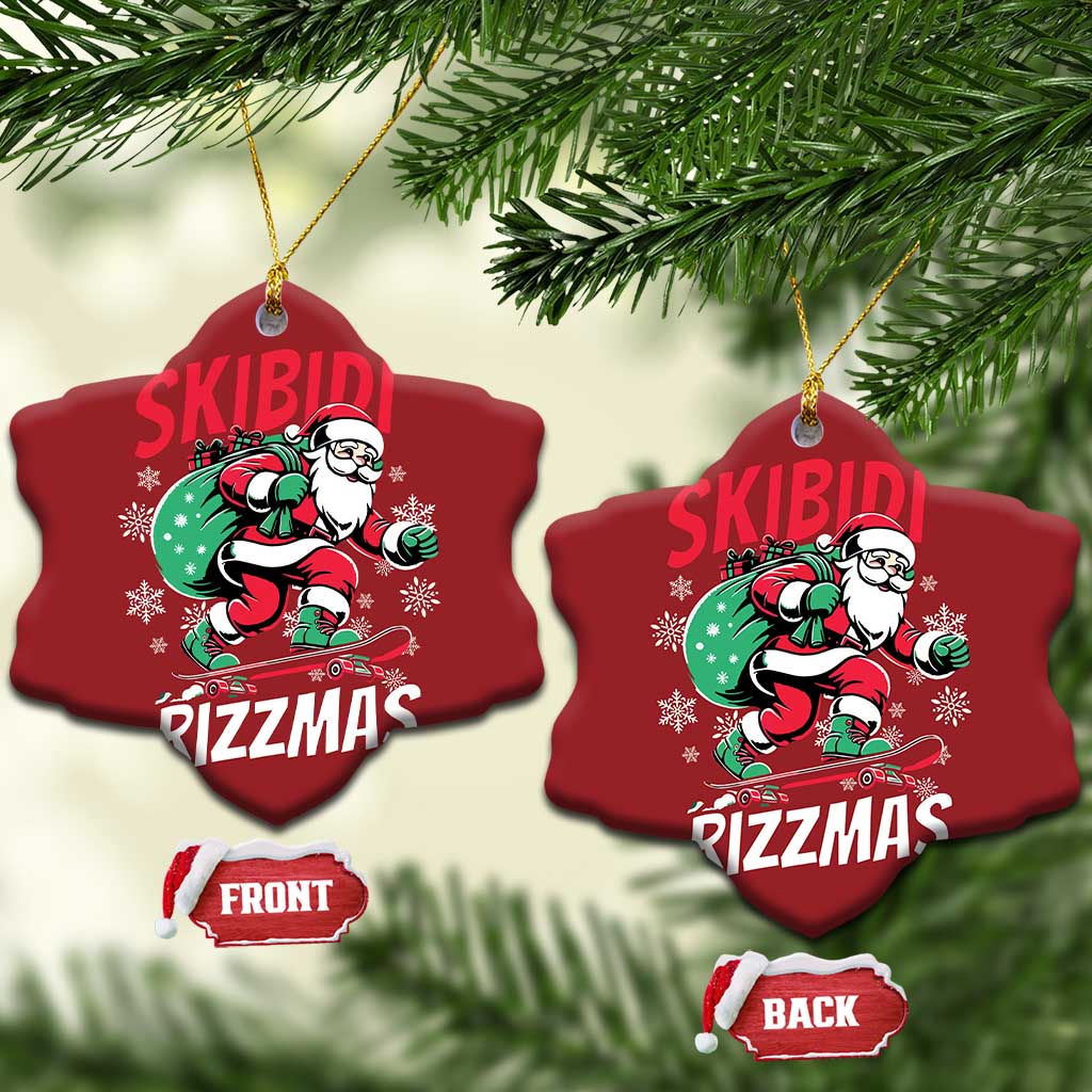 Funny Santa Rizz Xmas Christmas Ornament Retro Skibidi Rizzmas Claus Skating Board Xmas TS02