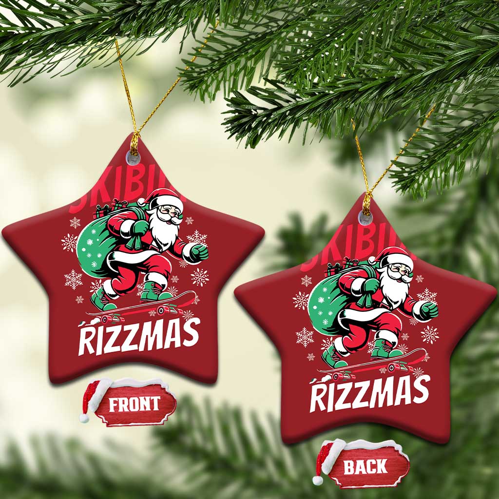 Funny Santa Rizz Xmas Christmas Ornament Retro Skibidi Rizzmas Claus Skating Board Xmas TS02