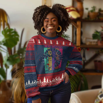 I Am My Ancestors Wildest Dreams Knit Sweatshirt Black History Month Pride Retro TS02