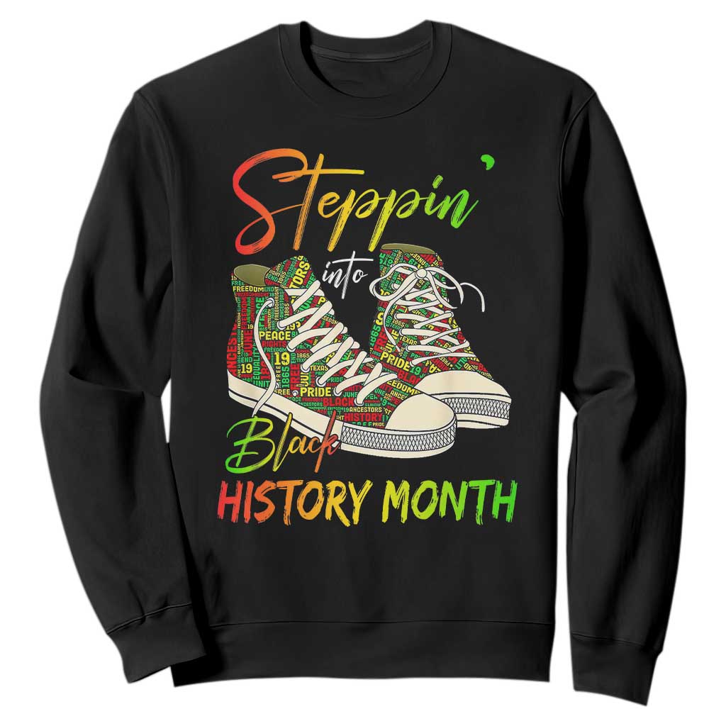 Stepping Into Black History Month Sweatshirt Black Pride Sneakers TS02
