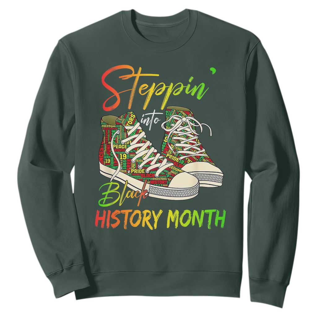 Stepping Into Black History Month Sweatshirt Black Pride Sneakers TS02