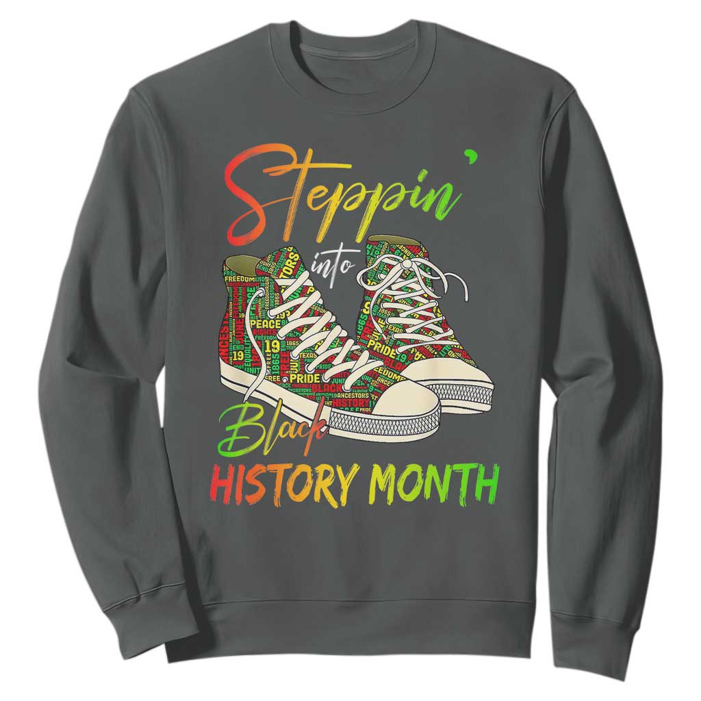 Stepping Into Black History Month Sweatshirt Black Pride Sneakers TS02