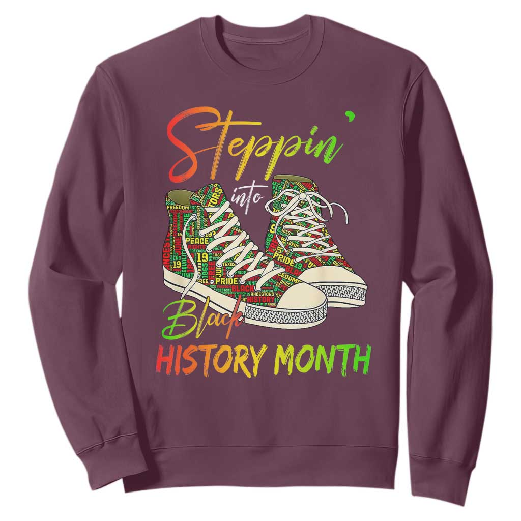 Stepping Into Black History Month Sweatshirt Black Pride Sneakers TS02