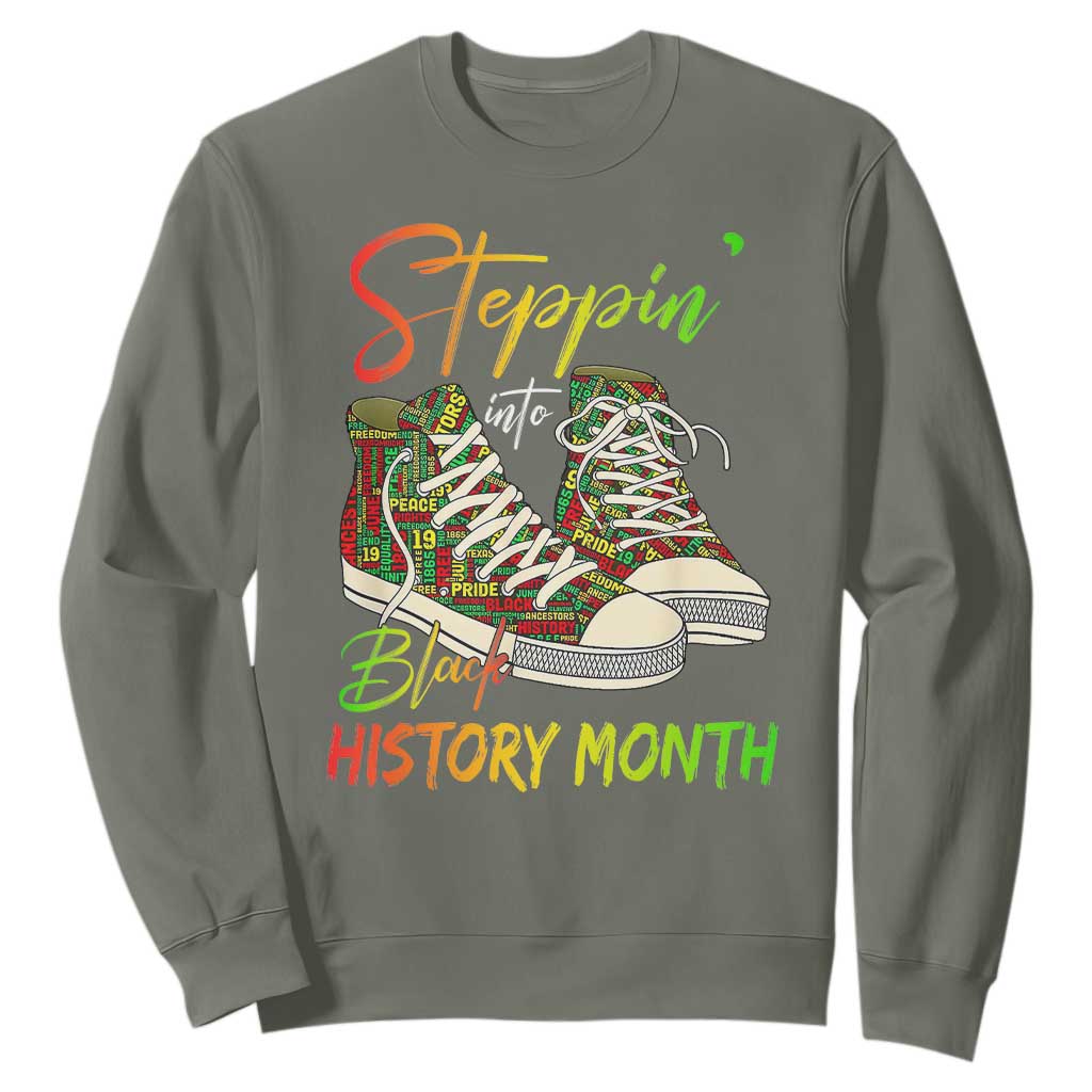 Stepping Into Black History Month Sweatshirt Black Pride Sneakers TS02