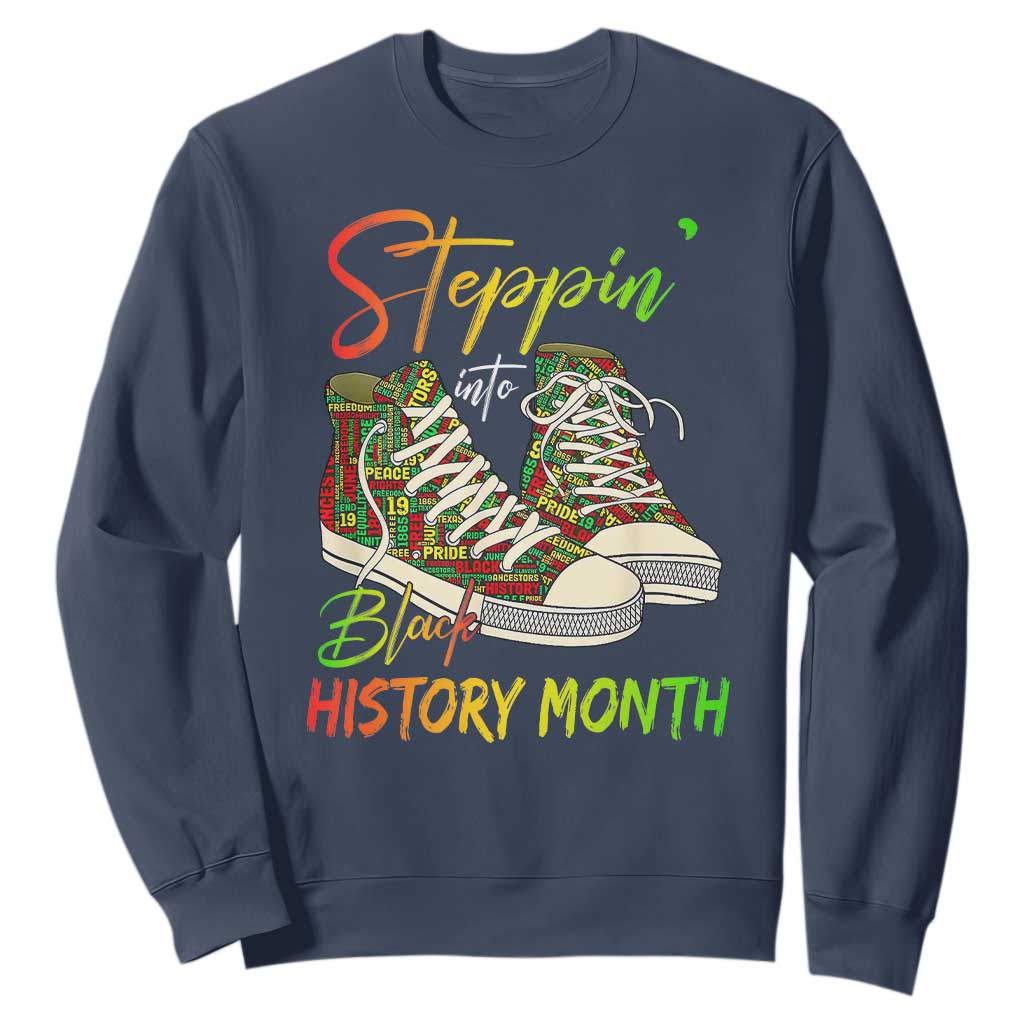 Stepping Into Black History Month Sweatshirt Black Pride Sneakers TS02