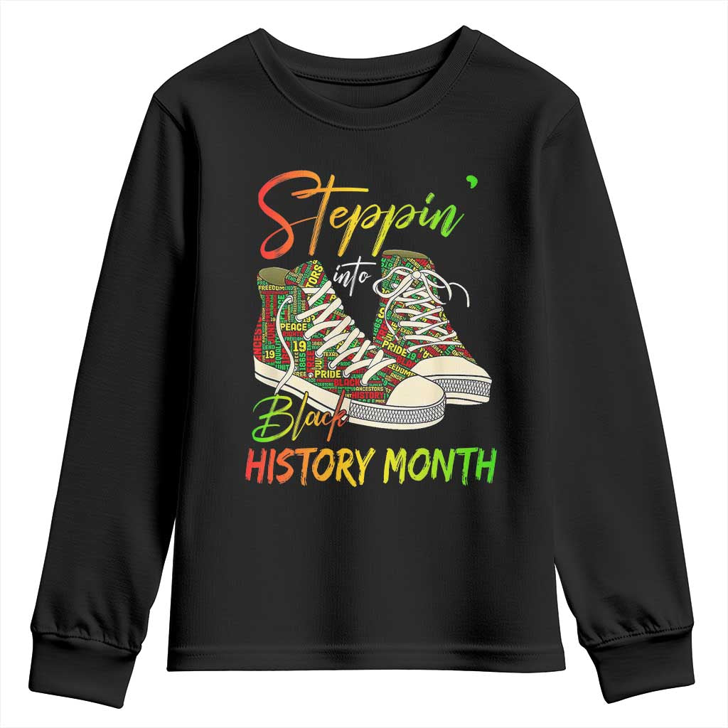 Stepping Into Black History Month Youth Sweatshirt Black Pride Sneakers TS02