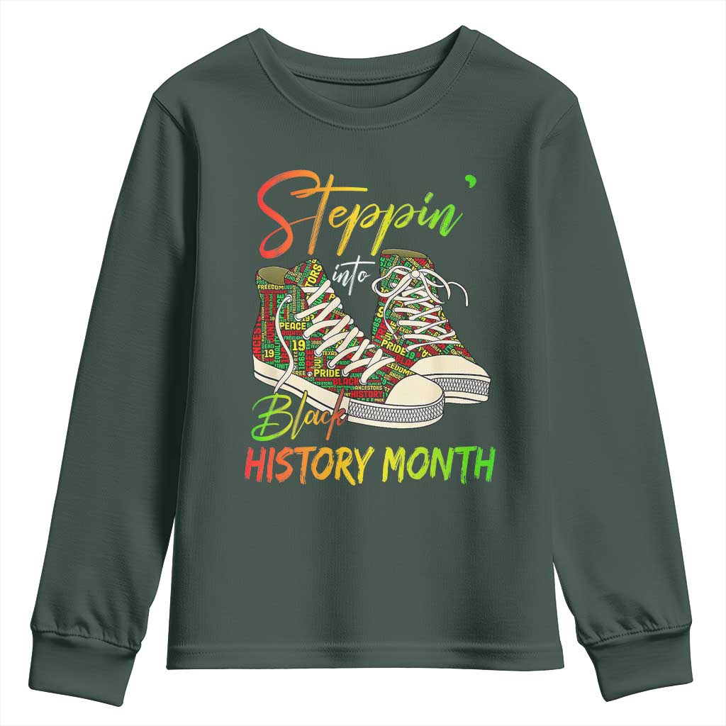 Stepping Into Black History Month Youth Sweatshirt Black Pride Sneakers TS02