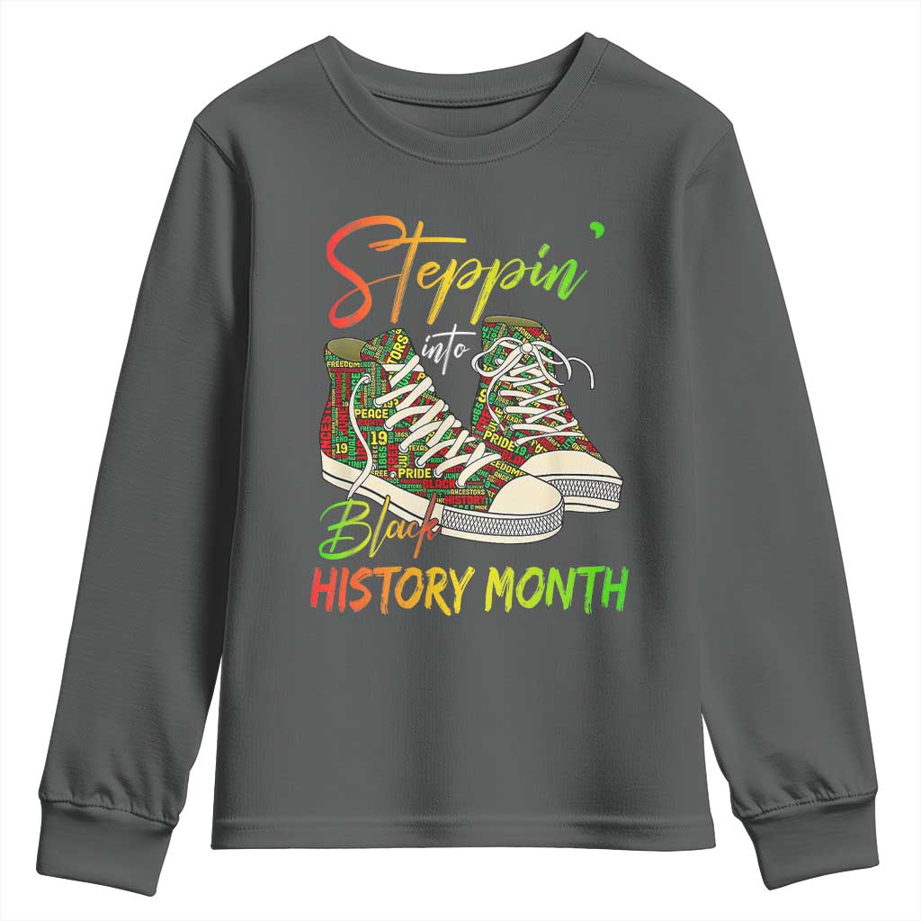Stepping Into Black History Month Youth Sweatshirt Black Pride Sneakers TS02