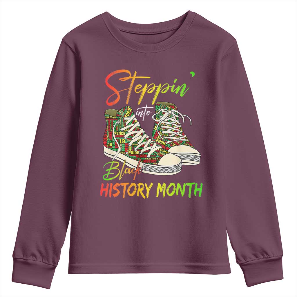 Stepping Into Black History Month Youth Sweatshirt Black Pride Sneakers TS02